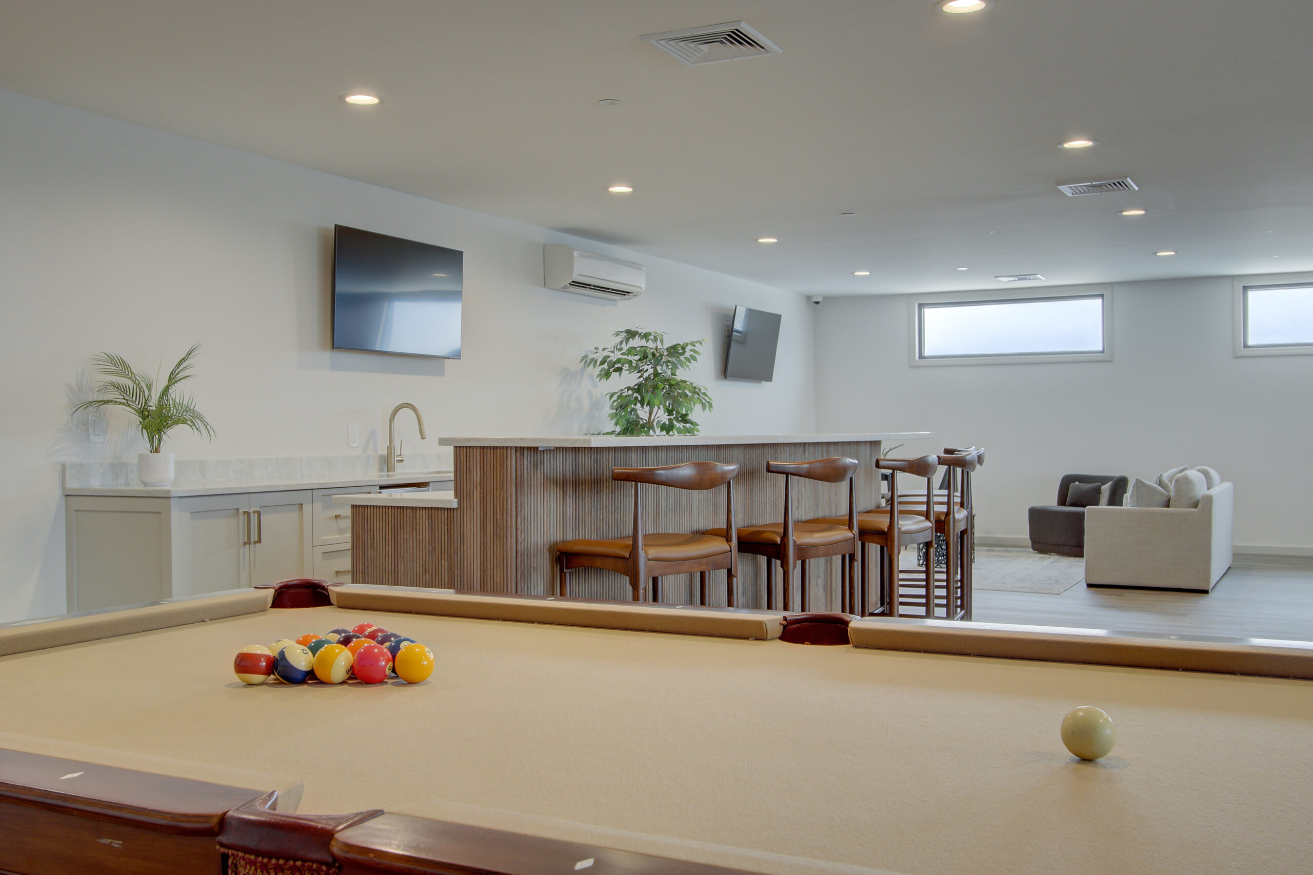 Pool Table Bar Seating Clubhouse Long Branch Rental The Willow Luxury Lease Near the Beach in Long Branch New Jersey Pier Village, long Branch, New Jersey