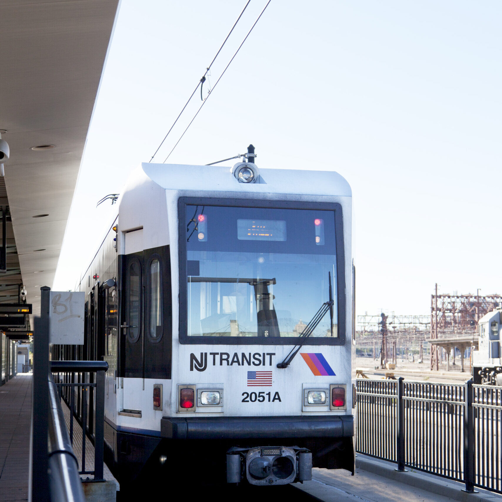 Jersey City, NJ, USA - September 25, 2016: Hudson-Bergen Light Rail: The Hudson–Bergen Light Rail (HBLR) is a light rail system in Hudson County, New Jersey, United States.